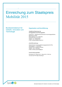Einreichung zum Staatspreis Mobilität 2015 Einreichung zum