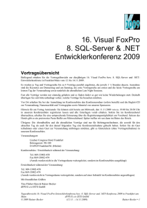 Tagesübersicht 16. Visual FoxPro - dFPUG