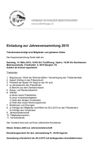 Einladung zur Jahresversammlung 2015