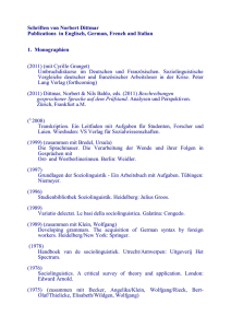 Schriften von Norbert Dittmar - Fachbereich Philosophie und