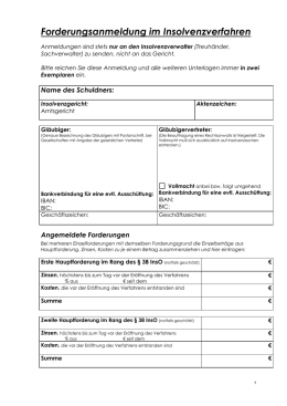 Forderungsanmeldung Im Insolvenzverfahren