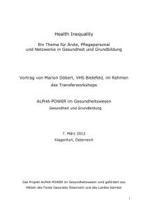 Health Inequality, Vortrag von Marion Döbert