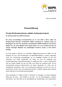 Pressemitteilung BDPK Neuer Vorstand 230609