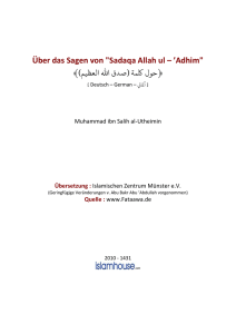 Über das Sagen von "Sadaqa Allah ul – `Adhim"