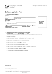 Exchange Application Form 1. BIOGRAPHICAL INFORMATION First