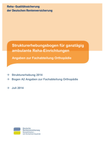 Indikationsspezifischer Erhebungsbogen: A2 Orthopädie (ambulant)