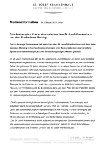 Medieninformation 14. Oktober 2011, Wien Strahlentherapie