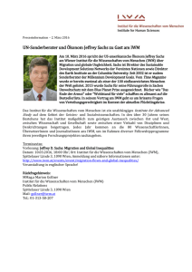 UN-Sonderberater und Ökonom Jeffrey Sachs zu Gast am IWM