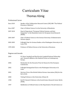 Curriculum Vitae Thomas König Professional Career Since 2010