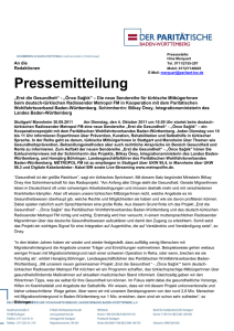 Pressemitteilung zum Sendestart- Deutsch