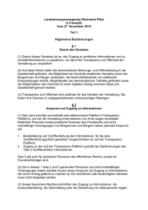 2 Landestransparenzgesetz Rheinland Pfalz (LTranspG) Vom 27
