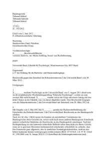 BGer 2C_392-2012 ReKo Uni BS - Juristische Fakultät Uni Basel