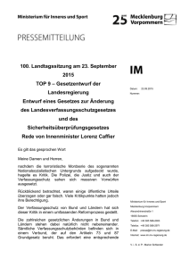 100. Landtagssitzung am 23. September 2015 TOP 9