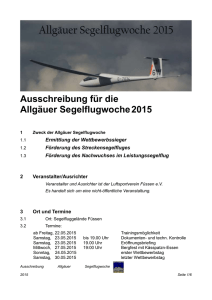 Ausschreibung für die Allgäuer Segelflugwoche 2015