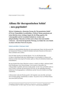 Pressemitteilung | FTS-Deutsches Forum Therapeutischen Schlaf, DE