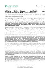 Asklepios Klinik Lindau zertifiziert zum Endoprothetikzentrum „Endo