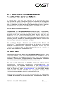 CAST award 2011 – ein ideenwettbewerb!