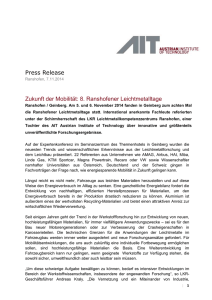 Press Release - LKR Leichtmetallkompetenzzentrum Ranshofen