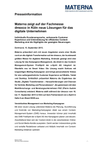 Presseinformation Materna zeigt auf der Fachmesse dmexco in Köln