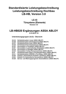 Version 3.0 LB-HB020 Ergänzungen ASSA ABLOY V:01/2015 10