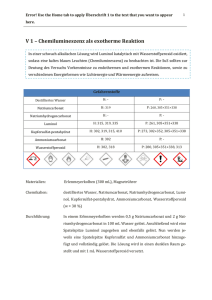 V 1 – Chemilumineszenz als exotherme Reaktion