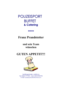 Tagessuppe € 2,00 - Polizeisportbuffet Linz Catering Service Franz