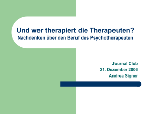Wer therapiert die Therapeuten? (Andrea Signer)