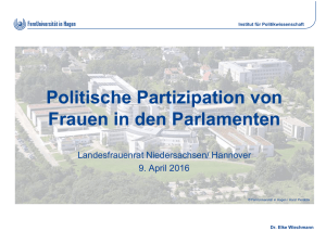 "Politische Partizipation von Frauen in den Parlamenten" Vortrag Dr
