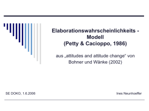 Elaborationswahrscheinlichkeits - Modell (Petty & Cacioppo, 1986)