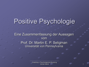 Positive Psychologie, Prävention und Therapie