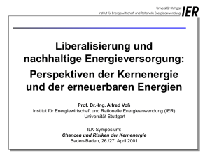 Liberalisierung und nachhaltige Energieversorgung:Perspektiven
