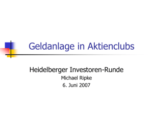 Rohstoffe als Anlageobjekte - Heidelberger Investoren