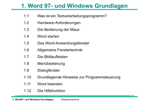 1. Word 97- und Windows Grundlagen
