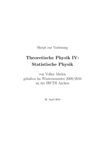 Theoretische Physik IV: Statistische Physik