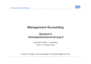 Management Accounting - Lehrstuhl für Controlling