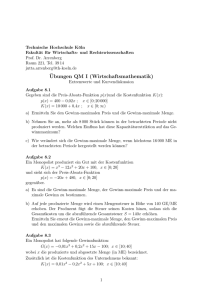 Ubungen QM I (Wirtschaftsmathematik) - Prof. Dr. Arrenberg