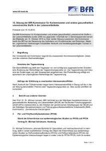 Protokoll 15. Sitzung der BfR-Kommission für Kontaminanten und