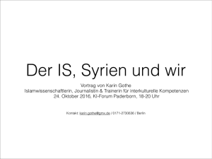 KI-Forum 24.10.2016 Der IS in Syrien und Irak