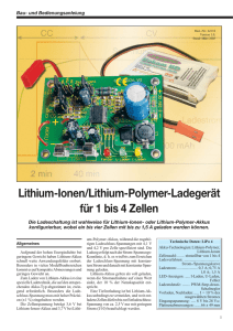 Lithium-Ionen/Lithium-Polymer-Ladegerät für 1 bis 4 Zellen