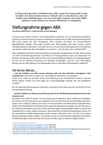 Stellungnahme gegen ABA - autismus Mittelfranken e.V.