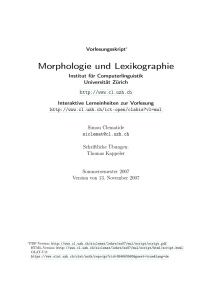 Morphologie und Lexikographie