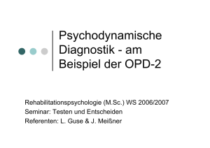 Psychodynamische Diagnostik - am Beispiel der - Franke