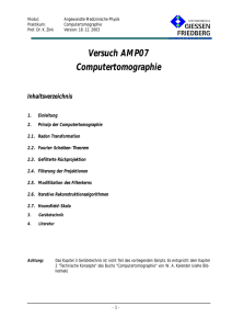 Versuch AMP07 Computertomographie