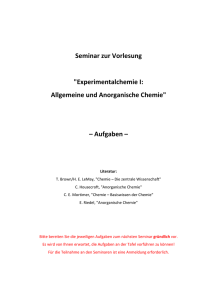 Experimentalchemie I: Allgemeine und Anorganische Chemie