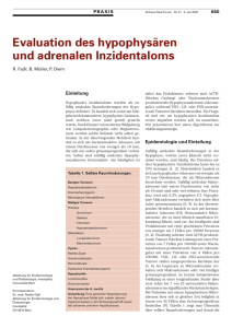 Evaluation des hypophysären und adrenalen Inzidentaloms