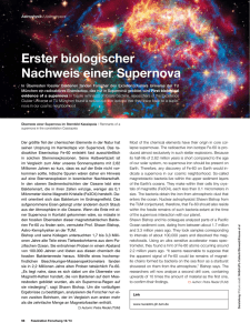 Erster biologischer Nachweis einer Supernova / First biological