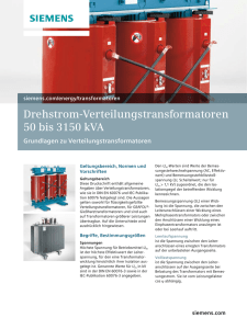 Drehstrom-Verteilungstransformatoren 50 bis 3150 kVA