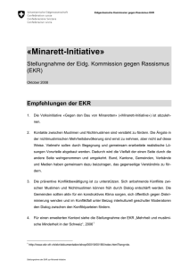 Minarett-Initiative - Eidgenössische Kommission gegen Rassismus