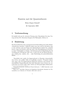 Einstein und die Quantentheorie - Arbeitsgruppe Makroskopische