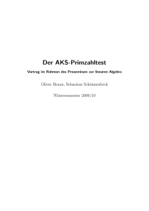 Der AKS-Primzahltest - Lehrstuhl D für Mathematik